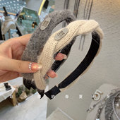 韩国饰品小众设计头饰2023新款 发饰秋冬简约针织头箍麻花毛线发箍