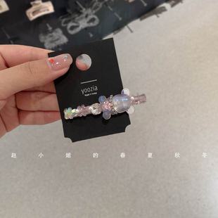 韩国发饰头饰2025新款 饰品边夹可爱甜美鸭嘴夹ins风紫色小熊发夹