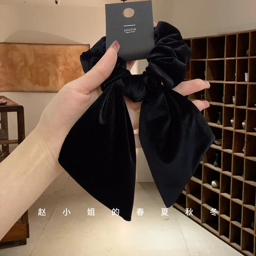 韩国饰品发绳黑色丝绒蝴蝶结发带