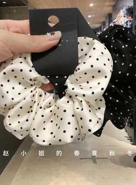 nyunyu韩国饰品东大门发饰高级感ins风网红新黑白波点大肠圈发圈