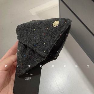 韩国饰品秋冬发饰头饰精致高颅顶灰色鲨鱼夹百搭镶钻贝壳抓夹