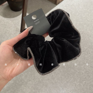 韩国发饰小众设计头饰秋冬饰品气质发绳百搭头绳黑色丝绒大肠发圈