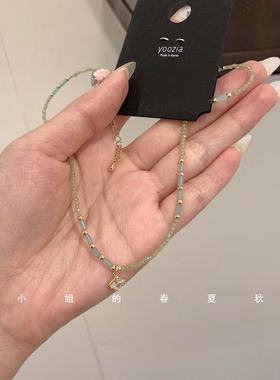 小众设计饰品时尚百搭个性韩国清新锁骨链可爱甜美ins风绿色项链