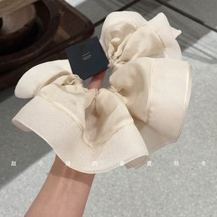 小众设计发饰头饰夏季 可爱甜美头圈ins风超大号米色大肠发圈 经典