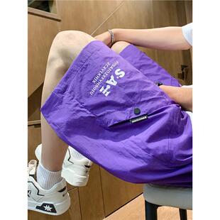 夏季冰丝薄款短裤男孩青少年初中学生大童速干运动裤帅气五分裤子