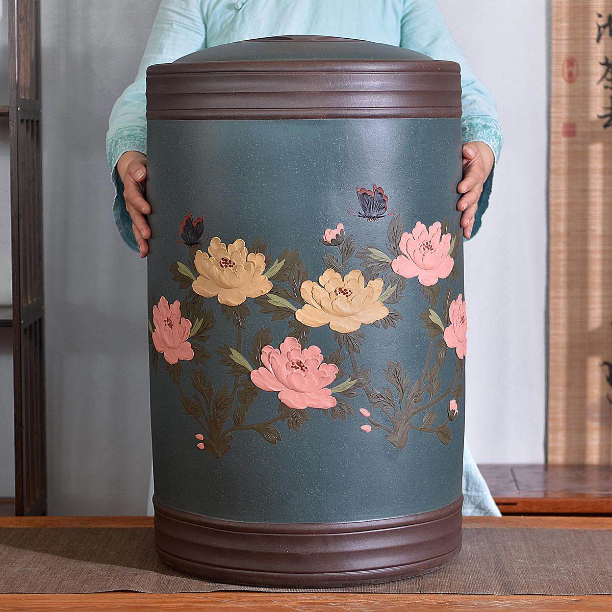 50-80饼紫砂茶叶罐大号存茶罐家用普洱茶储存罐防潮密封茶叶收纳,餐饮具,茶叶罐,淘宝优惠券,粉丝福利购,淘宝优惠卷