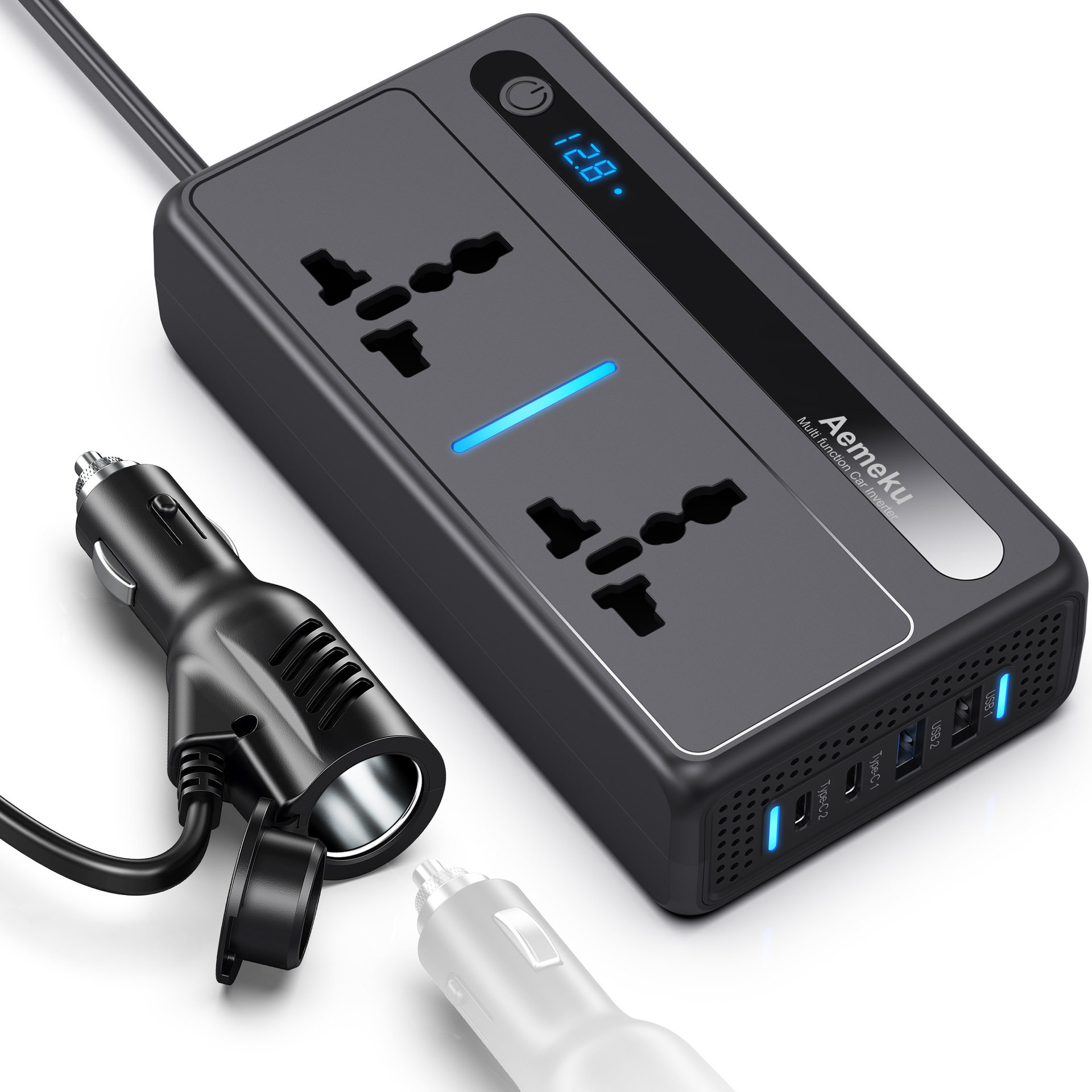 跨境热销英规200W带数显12V/24V转110V 220V车载