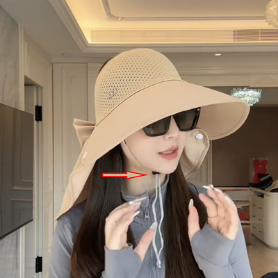 出游遮阳帽护颈可扎马尾透气夏季