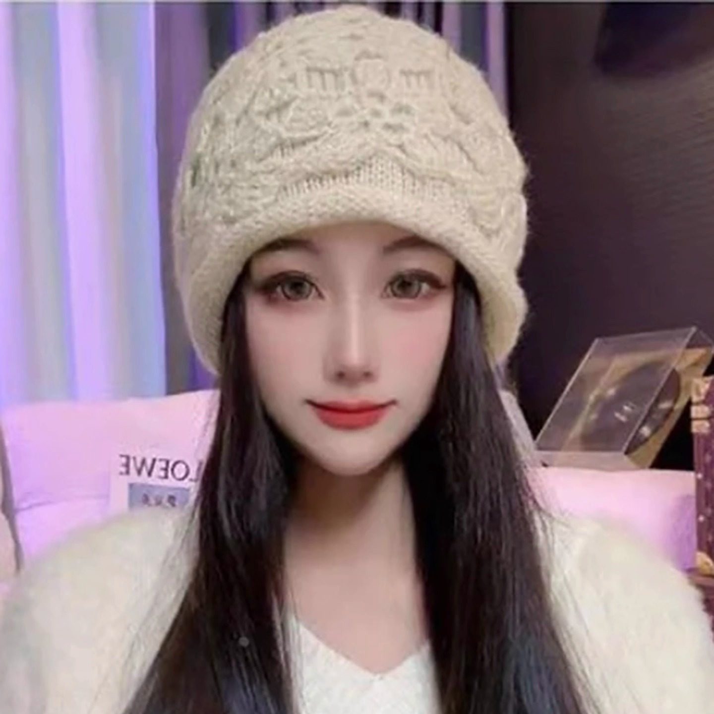 双层手工钩花卷边马海毛堆堆帽子女秋冬针织包头帽时尚保暖毛线帽,服饰配件/皮带/帽子/围巾,帽子,淘宝优惠券,粉丝福利购,淘宝优惠卷