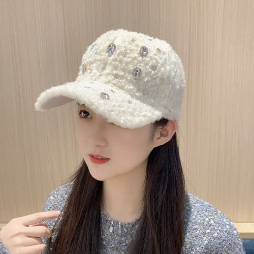 秋冬保暖水钻百搭棒球帽女鸭舌帽