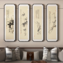 梅兰竹菊国画花鸟壁画四条屏新中式 饰茶室挂画 客厅沙发背景墙装