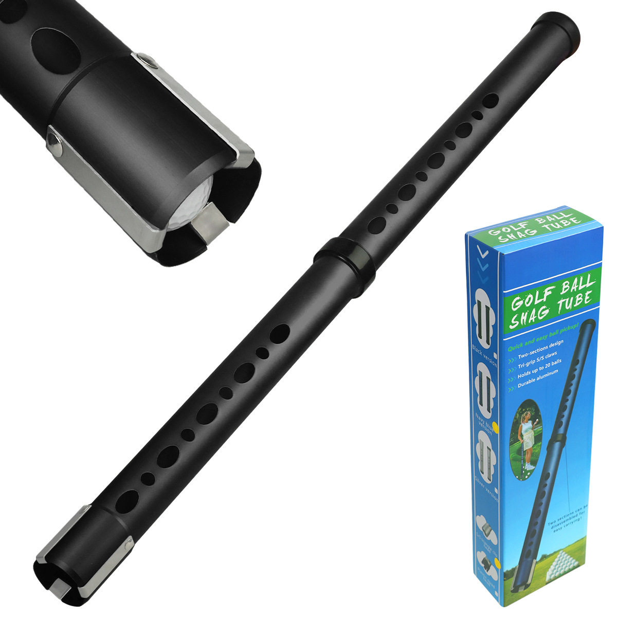 高尔夫捡球器两节可拆卸铝捡球筒高尔夫捡球器配件