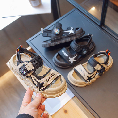 夏季新款男女孩旋转纽扣沙滩鞋