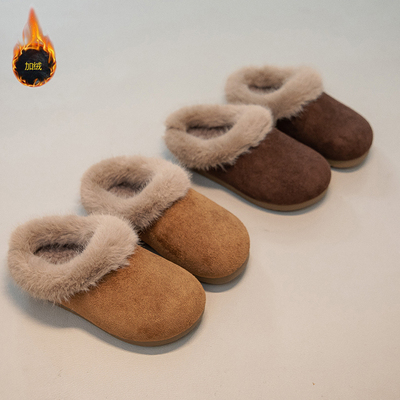 儿童韩版室内外勃肯毛毛口棉拖鞋