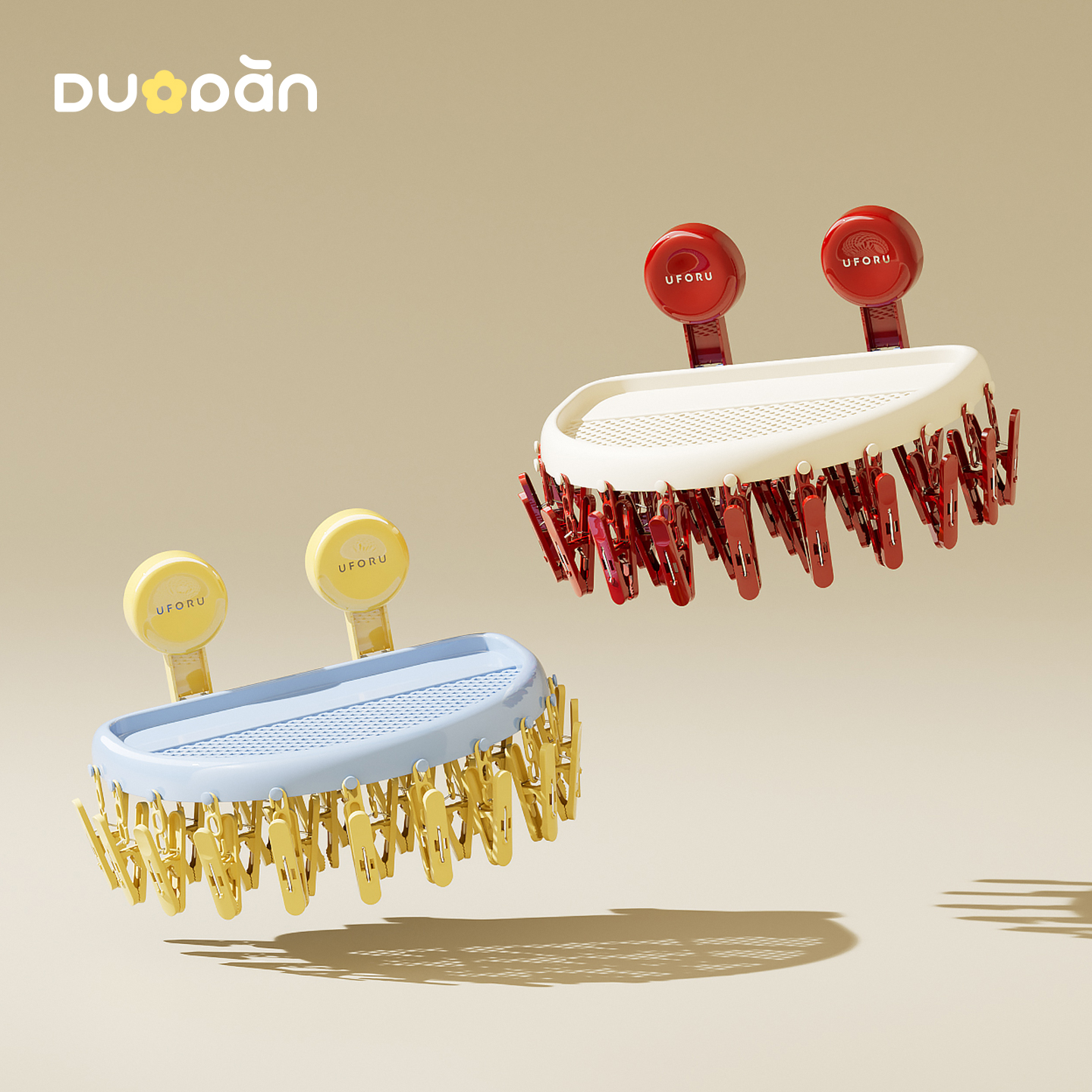 吸盘可折叠袜子晾晒架多夹子