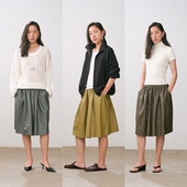 TOATEE 环保皮革建筑感A摆松紧腰半身裙