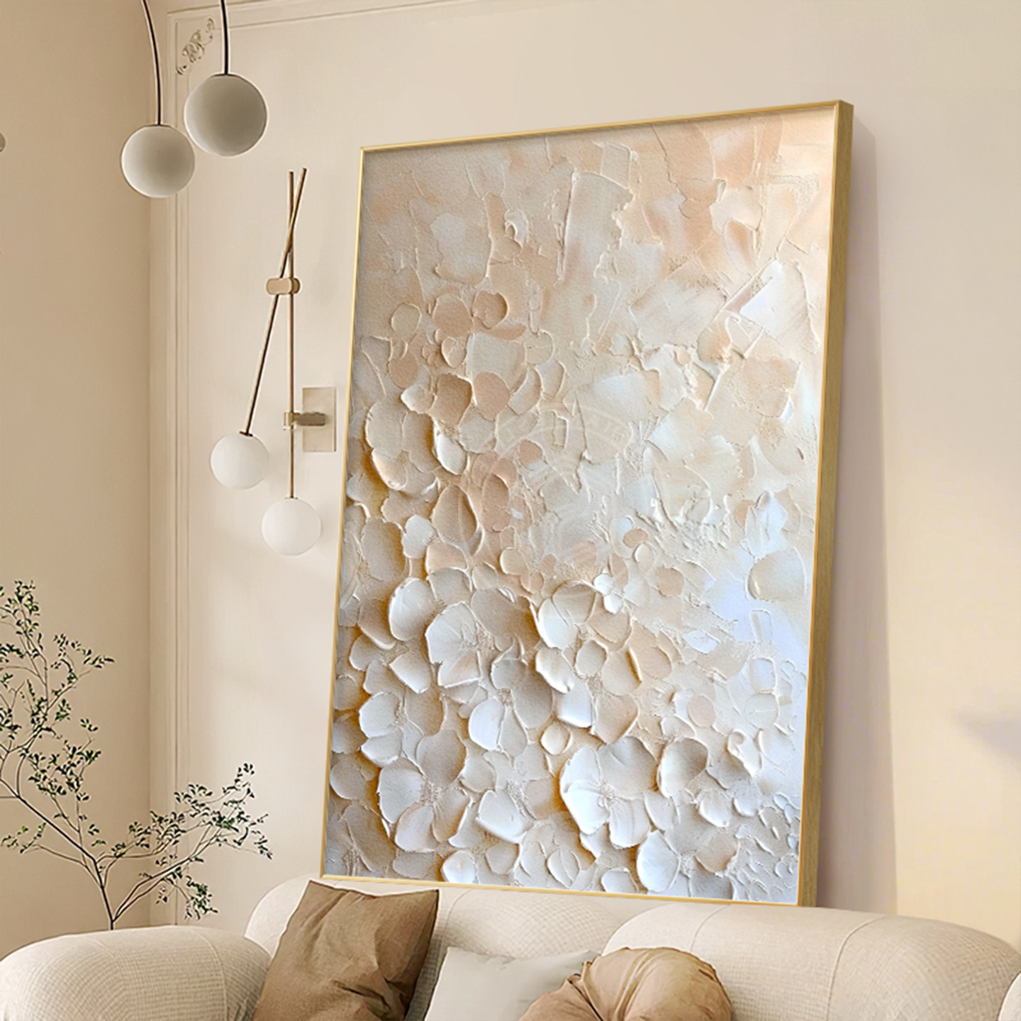 奶油风客厅装饰画抽象花卉肌理落地画大幅沙发背景墙卧室玄关挂画,家居饰品,现代装饰画,淘宝优惠券,粉丝福利购,淘宝优惠卷
