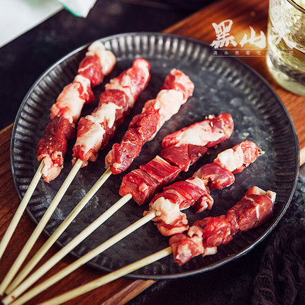 羊后腿肉串36串内蒙古黑山头原切纯羊肉串