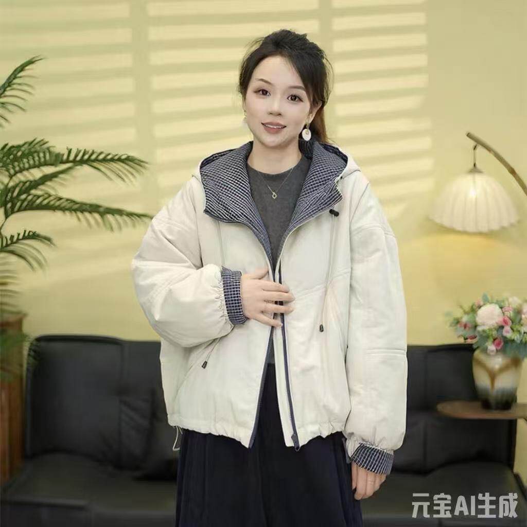 2025秋冬季新款棉衣宽松设计感韩版时尚连帽短款棉服外套