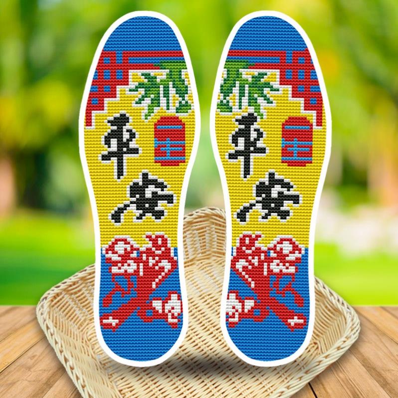鞋底十字绣鞋垫花样图纸春秋女绣好的成品儿童双线缝自制手工材料