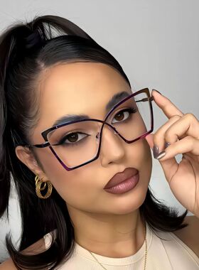 上镜欧美款！抓马时尚猫眼太阳镜女个性简约潮流墨镜女跨境shades