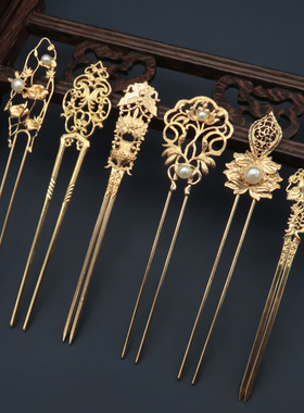 汉服唐风明制发钗簪子古风高级感百搭供养人发簪敦煌飞天头饰发饰