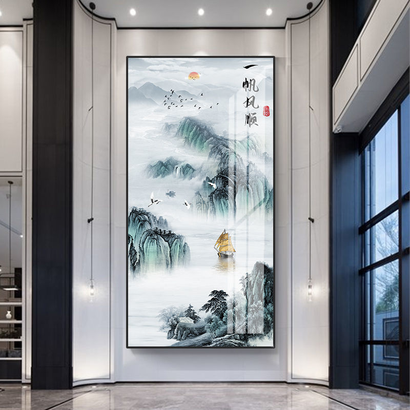 玄关现代简约高亮水晶装饰画竖款