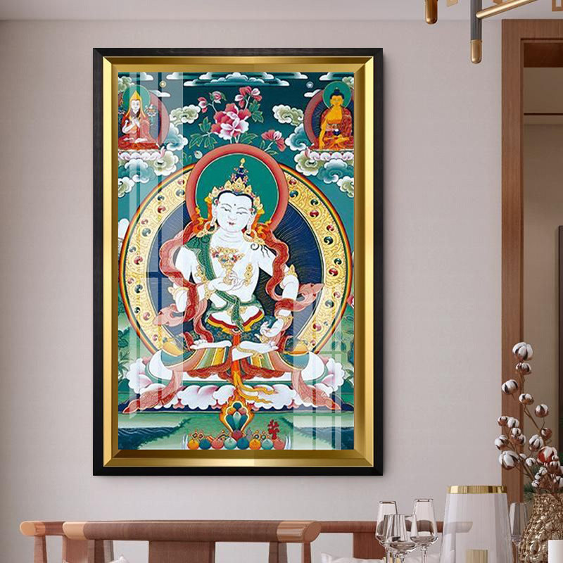 客厅装饰画唐卡带框画四臂观音