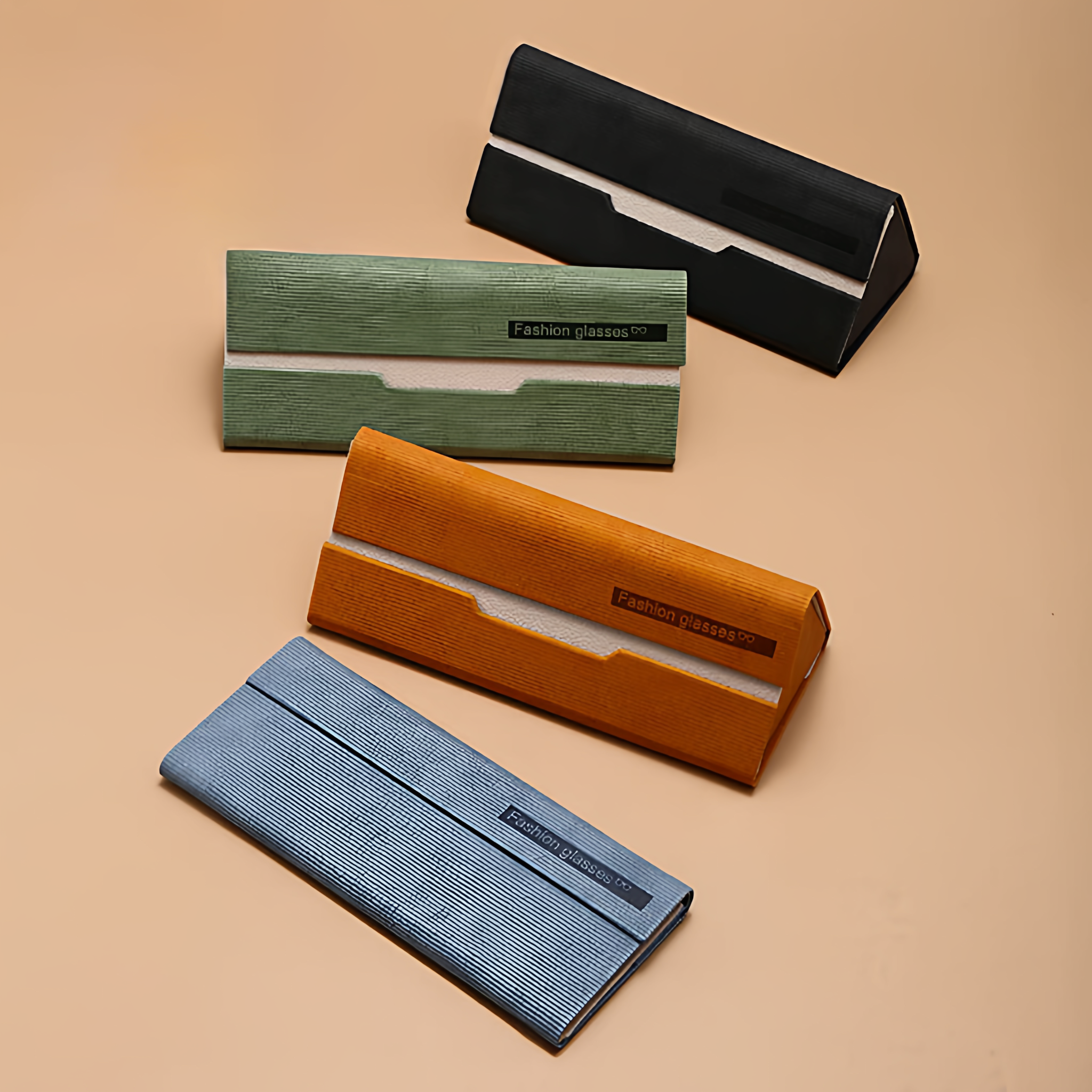 眼镜盒简约大气皮革太阳镜盒抗压手工折叠眼镜盒便携旅行收纳盒