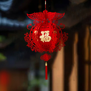 2026新年装饰圆灯笼过年节日挂件商场室内红灯笼简约春节福字宫灯
