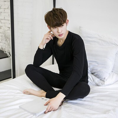 。冬季薄款保暖内衣男士秋衣秋裤套装青年秋季棉毛衫上衣裤子一套