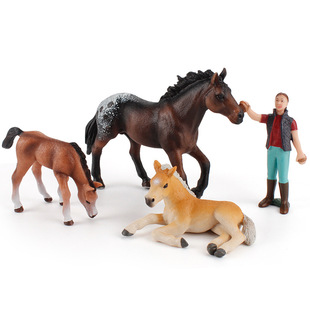 牧场马场骏马刷马工人仿真套装模型微观世界趣味农场手办组合