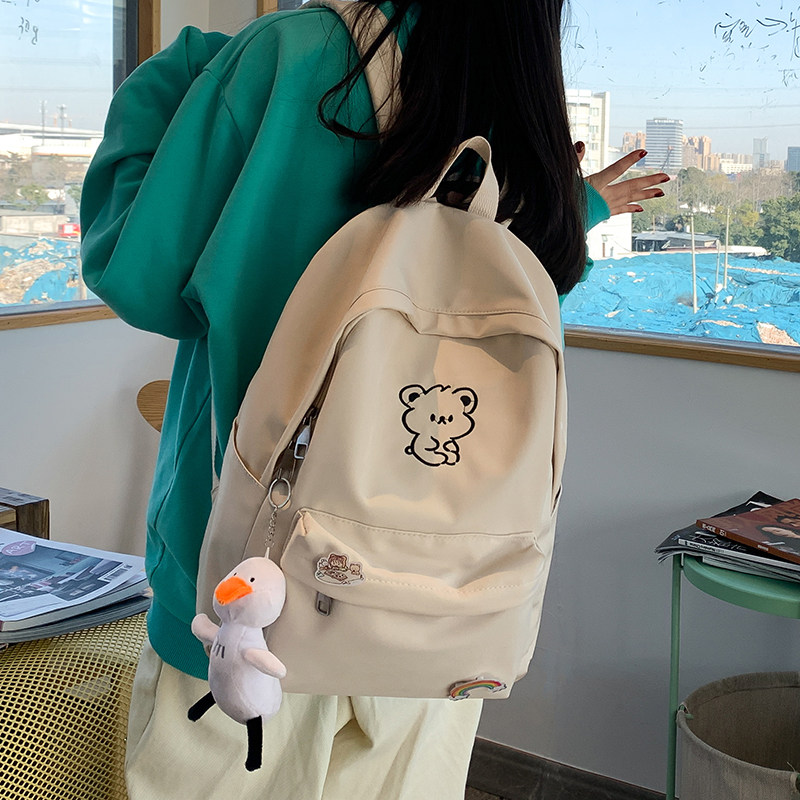 书包女中学生 初中生韩版简约大容量双肩包女小学生ins防水背包男