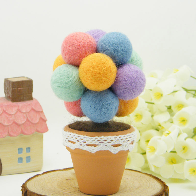 果子森林圣诞彩球树多肉植物迷你盆栽diy羊毛毡戳戳乐手工材料包