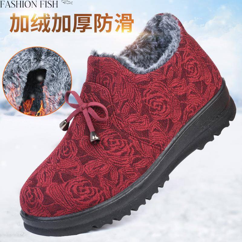 冬季老北京布鞋女中老年人棉鞋加厚加绒保暖防滑软底奶奶妈妈棉靴