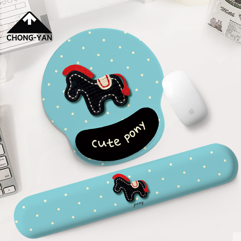 崇言波点小马护腕鼠标垫电脑键盘桌面办公滑鼠记忆棉防滑硅胶手托,电脑硬件/显示器/电脑周边,鼠标垫/贴/腕垫,淘宝优惠券,粉丝福利购,淘宝优惠卷