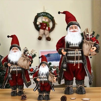 Christmas Large Santa Claus Dolls Ornaments Standing Santa F