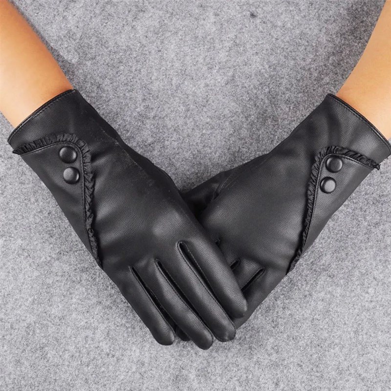 Fashion Women Lady Soft Leather Gloves Winter Warm Mitten