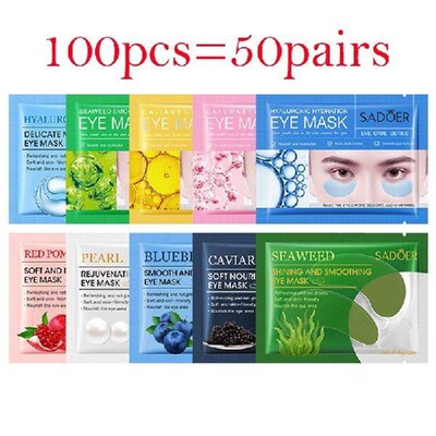 100 Buah = 50 Pasang Masker Mata Kolagen Kristal Pelembap An