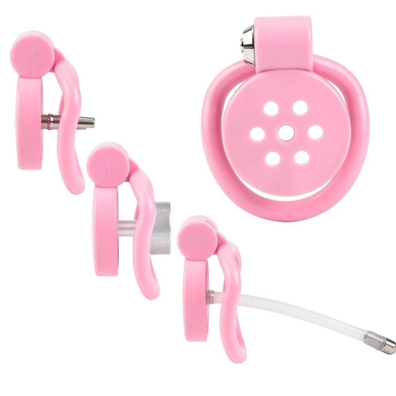 Pink Male Penis Chastity Cage Set Small Bird Chastity Cage