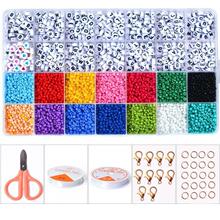 28 Cells 3mm Glass Rice DIY Beads Set Bracelet Making Kit Fo