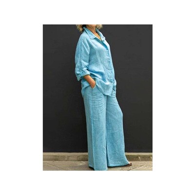 Women casual shirt twopiece set 2023年休闲女衬衫套装