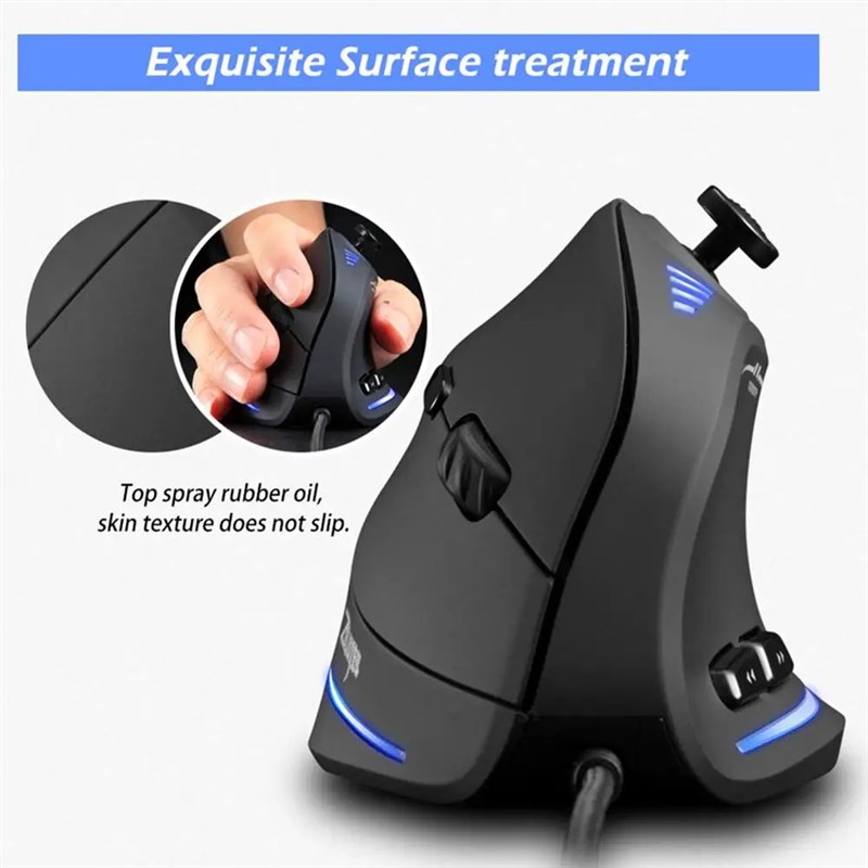 For ZELOTES Vertical Gaming Mouse Programmable USB Wired RGB