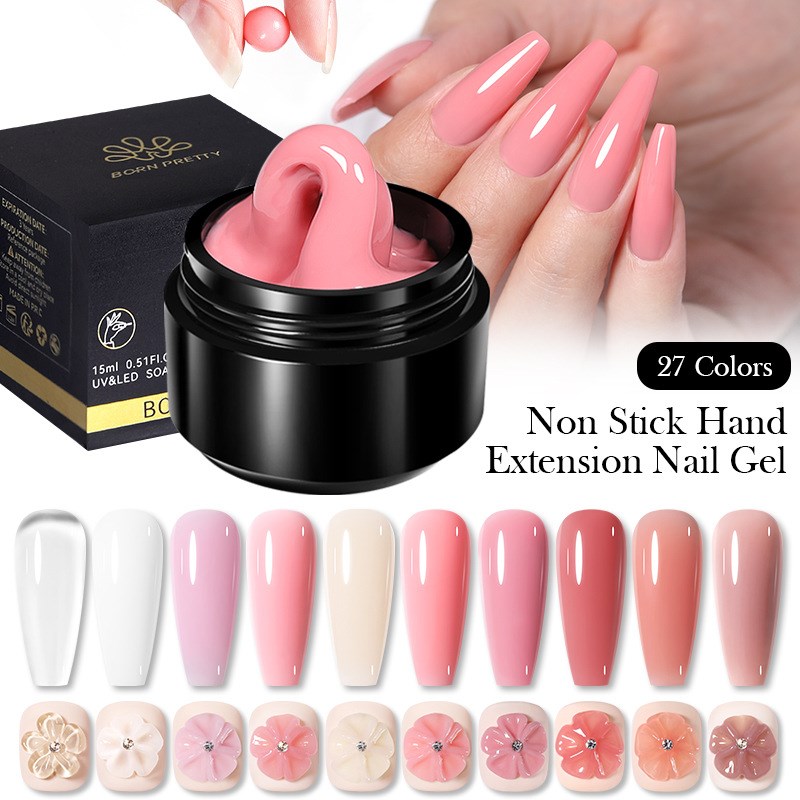 BORN PRETTY 15ML Non Stick Hand Solid Extension Nail Gel Cle