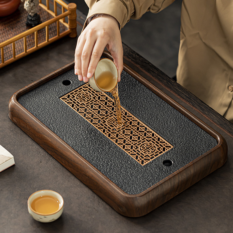 仿乌金石茶盘家用茶台沥水盘茶托盘茶具2025新款茶海套装干泡