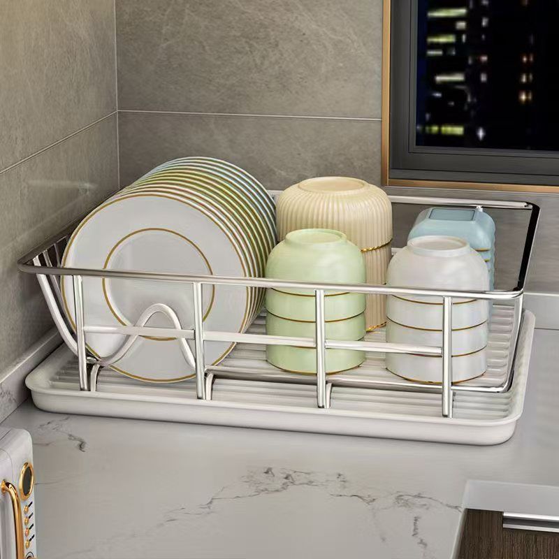 新款简约厨房置物架碗碟碗盘沥水架多功能放碗碗筷收纳盒碗柜