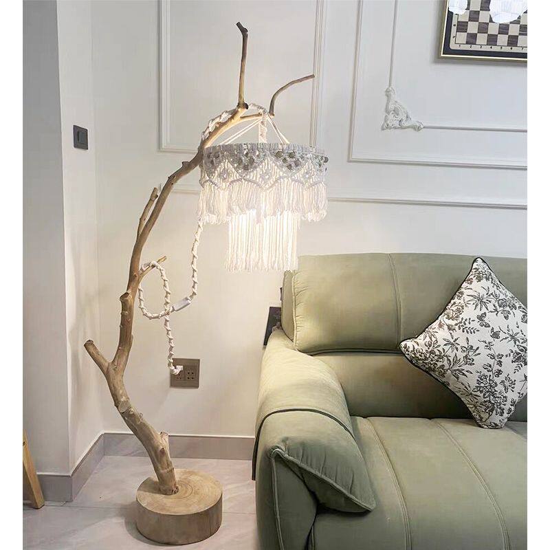 干树枝灯架室内复古网红衣架落地灯家居装饰原木杈灯罩干枝枯枝