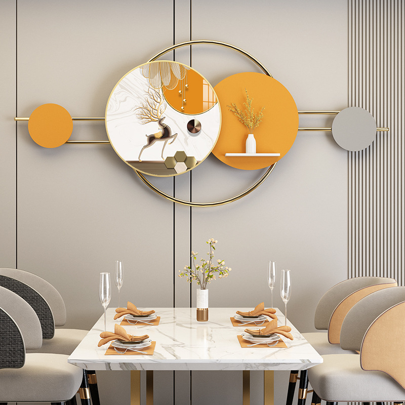 新款金属一体画壁挂画立体玄关餐厅墙面晶瓷组合装饰画壁饰置物架图片