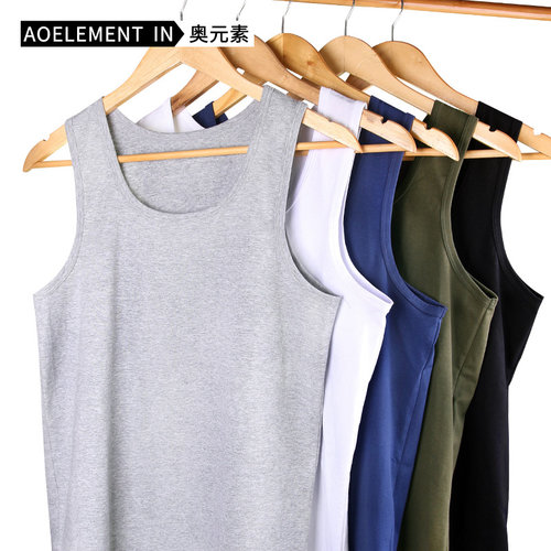 运动风青年透气跨栏修身型白汗衫