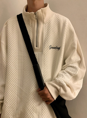 Timpeake立领半拉链卫衣男白色宽松美式高街高领运动ins潮847